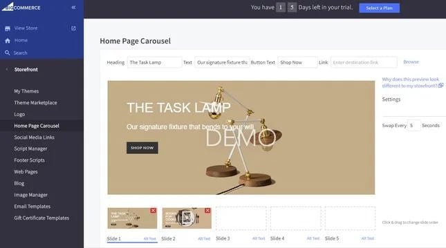bigcommerce homepage carousel